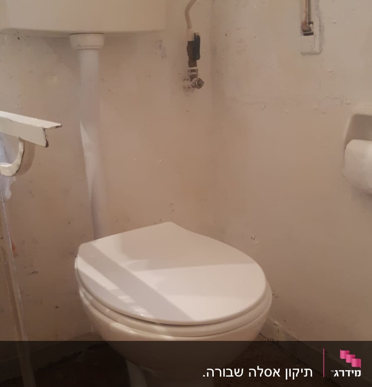 אסלה עם מיכל הדחה וצינור חיבור